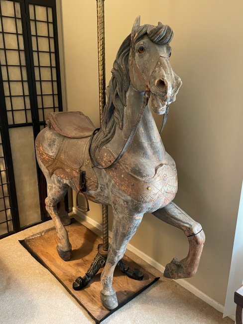 Antique  Dentzel Stander Carousel Horse ,Circa 1890, from Atlantic City, NJ