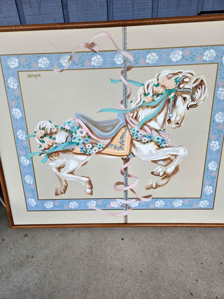 Flowered PTC Jumper Carousel Horse Painting 45x38