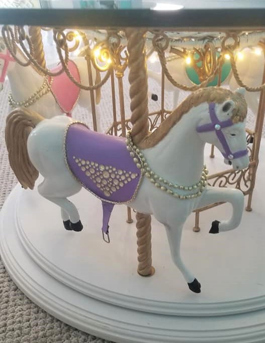 White Carousel 4 Horse Cocktail Table