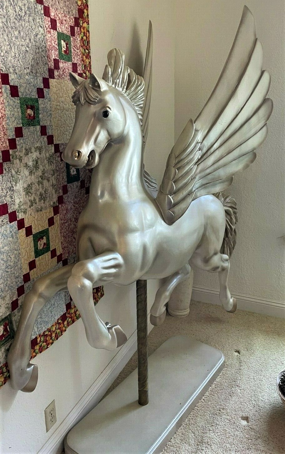 Pegasus Carousel Horse, Wood Contemporary Carving