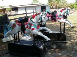Custom Flowered Coin Operated  kiddie Ride Horse