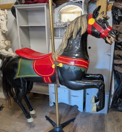 Looff Inner Row Prancer Carousel Horse, Black & Red