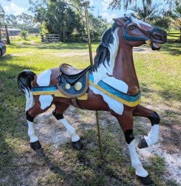 Pinto Carousel Horse Full size Stander, Fiberglass