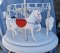 Carousel 4 Horse Cocktail Table w/ Rattan,  all White plus