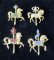 Franklin Mint Carousel of Pins (4 Rhinestone Carousel Horse Pins with Mirrored Stand)