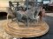 SOLD Blond 4 Horse Carousel Coffee Table Red/Blue accents