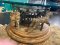 SOLD Blond 4 Horse Carousel Coffee Table Red/Blue accents