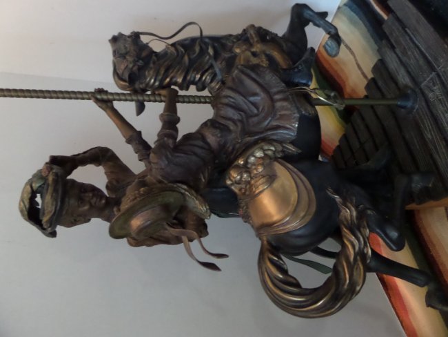 Bronze Carousel Horse and Child Riding with Mom, by Clyde Ross Morgan 28 inches tall