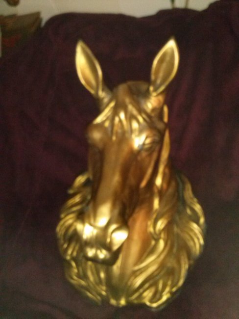ANTIQUE 1900s   French Butcher Shop Horse Head Zinc