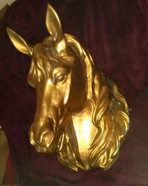 ANTIQUE 1900s   French Butcher Shop Horse Head Zinc