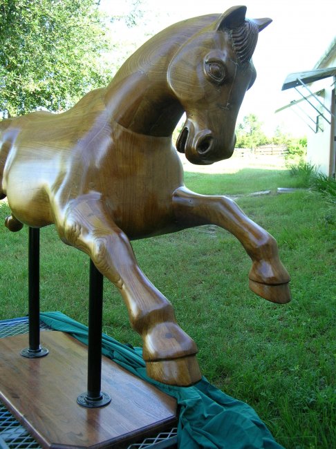 1930's Oak Carved Horse, 68" long