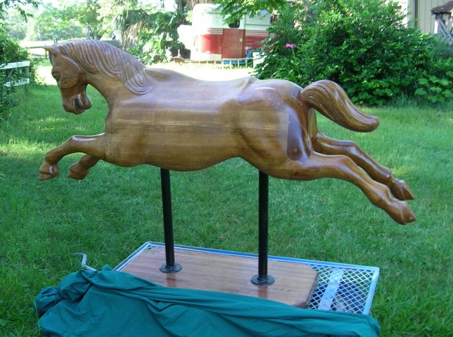 1930's Oak Carved Horse, 68" long