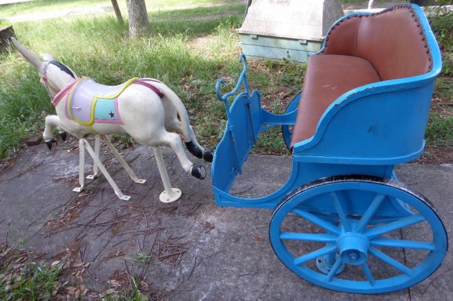 Antique Bayol Nodding Head Donkey and Cart Kiddie Size
