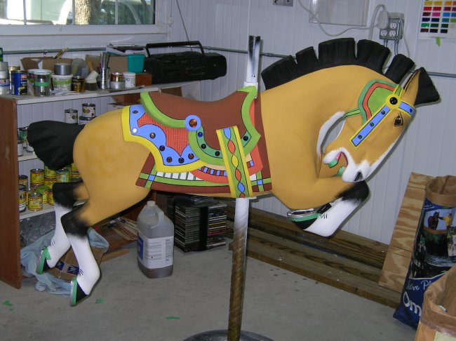Antique  Allan Herschell  Trojan Jumper Carousel Horse, Outer Row