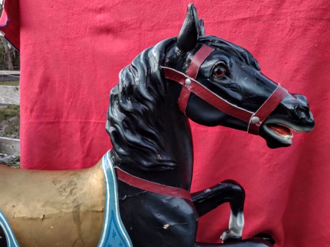Dentzel Prancer, Antique Wood Carousel Horse on Rockers