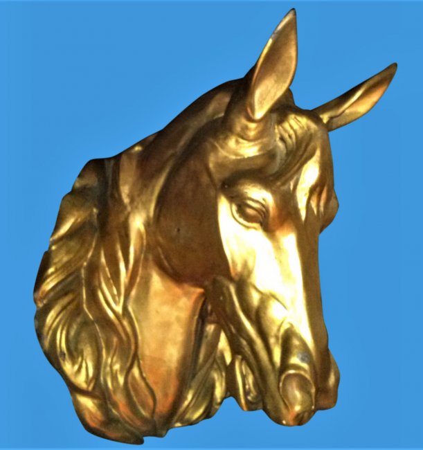 ANTIQUE 1900s   French Butcher Shop Horse Head Zinc