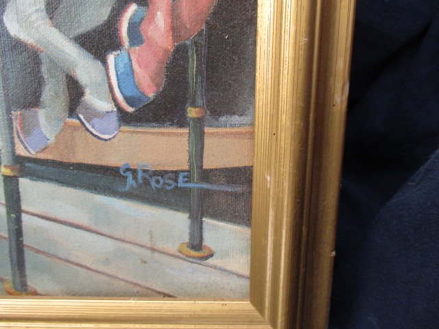 Painting, Carousel Horse and Child Oil  15x19