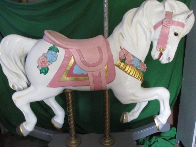 Carousel Rocking Horse with Flowers, Adult Size  Fiberglass B