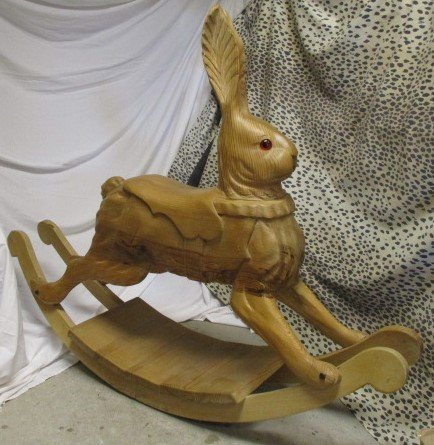 Vintage Wood Rocking Carousel Rabbit
