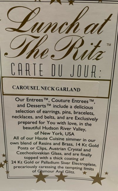 Carousel Necklace by Lunch at the Ritz 22k plated