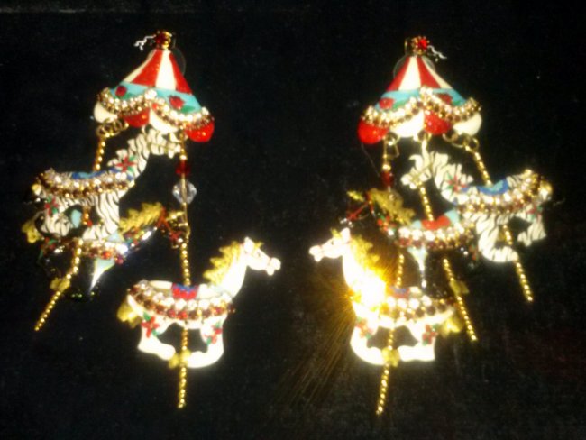Lunch at The Ritz Carousel Earrings 22K Red, rq. + Zebra