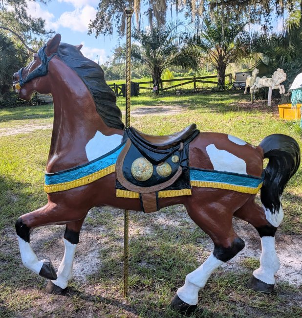 Pinto Carousel Horse Full size Stander, Fiberglass