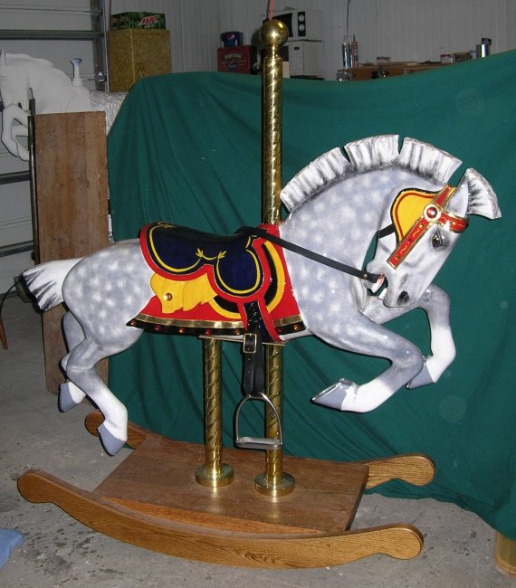 Antique  Allan Herschell  Trojan Jumper Carousel Horse, Outer Row