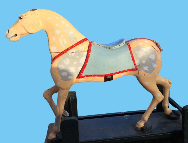 Antique Wood Carousel Horse, Stander by J. Brown , Salem, Mass.