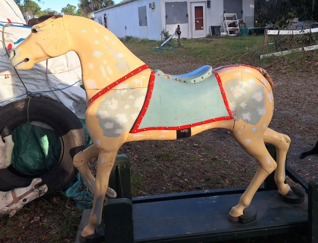 Antique Wood Carousel Horse, Stander by J. Brown , Salem, Mass.
