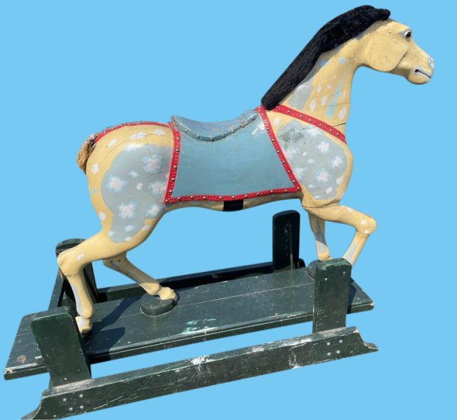 Antique Wood Carousel Horse, Stander by J. Brown , Salem, Mass.