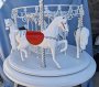 Carousel 4 Horse Cocktail Table w/ Rattan,  all White plus