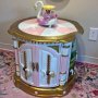 Carousel End table,with Mirror, Pink/White 1 of a kind
