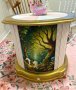 Carousel End table,with Mirror, Pink/White 1 of a kind