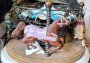 White & Blue Carousel  Cocktail Table 4 Horses Custom order