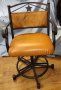 Leather & Cowhide Bar Chairs, old Western Cowboy Decor, Pair