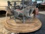 SOLD Blond 4 Horse Carousel Coffee Table Red/Blue accents